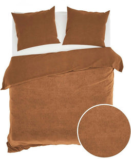 Zo! Home Velluto Dekbedovertrek - Tweepersoons - 200x200/220 cm - Cognac Brown
