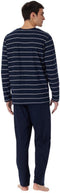 Schiesser Heren Pyjama - Lange broek - V-hals - Donkerblauw - Maat XL