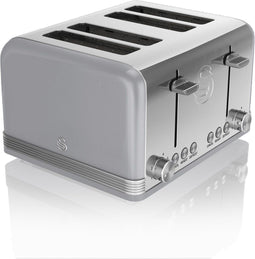 Swan Retro 19020 - Broodrooster 4 Sneden - Ontdooi- en opwarmfunctie - Grijs