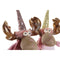 Kerstversiering DKD Home Decor Bruin Roze Gouden Rendier 27 x 16 x 42 cm (2 Stuks)