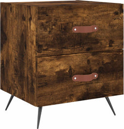 vidaXL - Nachtkastje - 40x35x47,5 - cm - bewerkt - hout - gerookt - eikenkleurig