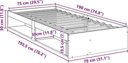 vidaXL - Slaapbank - zonder - matras - 75x190 - cm - massief - grenenhout