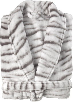 Zohome Badjas Siberian-White-Tijger - Kamerjas voor Dames en Heren - L - Ochtendjas - Geschikt voor de Sauna - Grijs