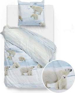Zohome Ber Dekbedovertrek - Flanel - Eenpersoons - 140x200/220 cm - Blue