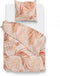 Zohome Dekbedovertrek Alejandro - Bedlinnen met Bladeren print - 200x220 - Oranje - Dekbedhoes van 100% Katoen-Satijn