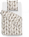 Zohome Dekbedovertrek Ayah - Bedlinnen met Breiwerk print - 260x220 - Natural - Dekbedhoes van 100% Katoen-Flanel