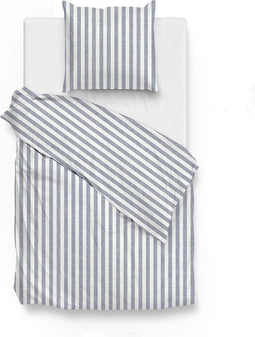 Zohome Dekbedovertrek Banda-di-Lino - Bedlinnen met Strepen - 140x220 - Blauw - Dekbedhoes van 100% Katoen