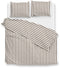 Zohome Dekbedovertrek Banda-di-Lino - Bedlinnen met Strepen - 140x220 - Taupe - Dekbedhoes van 100% Katoen