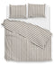 Zohome Dekbedovertrek Banda-di-Lino - Bedlinnen met Strepen - 200x220 - Taupe - Dekbedhoes van 100% Katoen