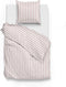 Zohome Dekbedovertrek Banda-di-Lino - Bedlinnen met Strepen - 200x220 - Beige - Dekbedhoes van 100% Katoen