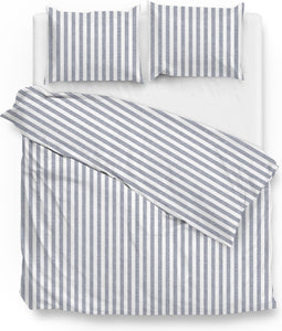 Zohome Dekbedovertrek Banda-di-Lino - Bedlinnen met Strepen - 260x220 - Blauw - Dekbedhoes van 100% Katoen