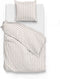 Zohome Dekbedovertrek Banda-di-Lino - Bedlinnen met Strepen - 260x220 - Beige - Dekbedhoes van 100% Katoen