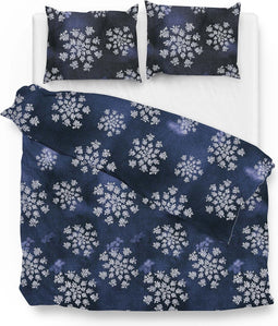 Zohome Dekbedovertrek Bassett - Bedlinnen met Bloemen print - 200x220 - Blauw - Dekbedhoes van 100% Katoen