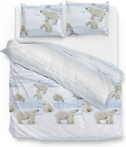 Zohome Dekbedovertrek Ber - Bedlinnen met Dieren print - 260x220 - Blauw - Dekbedhoes van 100% Katoen-Flanel