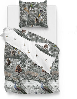 Zohome Dekbedovertrek Bodin - Bedlinnen met Dieren print - 140x220 - Multi - Dekbedhoes van 100% Katoen