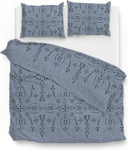 Zohome Dekbedovertrek Chavelli - Bedlinnen met Abstract print - 260x220 - Blauw - Dekbedhoes van 100% Katoen