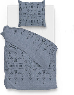 Zohome Dekbedovertrek Chavelli - Bedlinnen met Abstract print - 140x220 - Blauw - Dekbedhoes van 100% Katoen