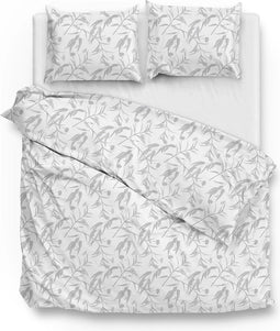 Zohome Dekbedovertrek Fiori-di-Satinado - Abstract Bedlinnen - 240x220 - Wit - Dekbedhoes van 100% Katoen-Satijn