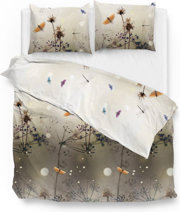 Zohome Dekbedovertrek Floor - Bedlinnen met Natuur print - 200x220 - Multi - Dekbedhoes van 100% Katoen