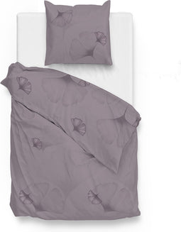 Zohome Dekbedovertrek Jennifer - Bedlinnen met Bladeren print - 140x220 - Paars - Dekbedhoes van 100% Katoen