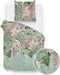Zohome Dekbedovertrek Jody - Bedlinnen met Bloemen print - 140x220 - Groen - Dekbedhoes van 100% Katoen