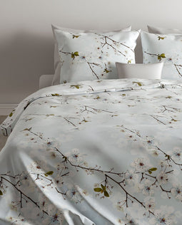 Zohome Dekbedovertrek Kira - Bedlinnen met Bloemen print - 140x220 - Blauw - Dekbedhoes van 100% Katoen