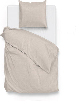 Zohome Dekbedovertrek Lino - Effen Bedlinnen - 140x220 - Beige - Dekbedhoes van 100% Katoen