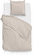 Zohome Dekbedovertrek Lino - Effen Bedlinnen - 140x220 - Beige - Dekbedhoes van 100% Katoen