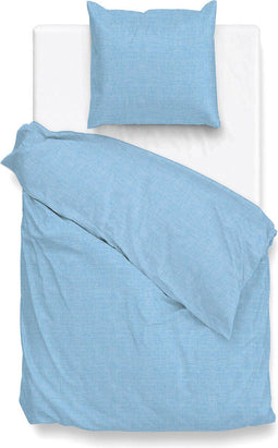 Zohome Dekbedovertrek Lino - Effen Bedlinnen - 140x220 - Blauw - Dekbedhoes van 100% Katoen