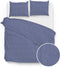 Zohome Dekbedovertrek Lino - Effen Bedlinnen - 140x220 - Blauw - Dekbedhoes van 100% Katoen