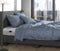 Zohome Dekbedovertrek Lino - Effen Bedlinnen - 140x220 - Blauw - Dekbedhoes van 100% Katoen