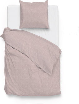 Zohome Dekbedovertrek Lino - Effen Bedlinnen - 140x220 - Roze - Dekbedhoes van 100% Katoen
