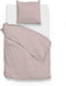Zohome Dekbedovertrek Lino - Effen Bedlinnen - 140x220 - Roze - Dekbedhoes van 100% Katoen