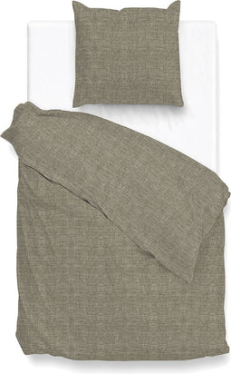 Zohome Dekbedovertrek Lino - Effen Bedlinnen - 140x220 - Taupe - Dekbedhoes van 100% Katoen
