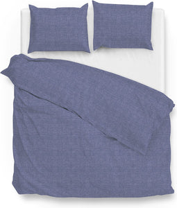 Zohome Dekbedovertrek Lino - Effen Bedlinnen - 200x220 - Blauw - Dekbedhoes van 100% Katoen