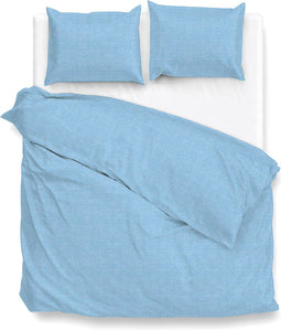 Zohome Dekbedovertrek Lino - Effen Bedlinnen - 200x220 - Blauw - Dekbedhoes van 100% Katoen