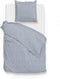 Zohome Dekbedovertrek Lino - Effen Bedlinnen - 200x220 - Blauw - Dekbedhoes van 100% Katoen