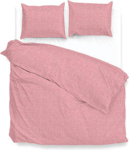 Zohome Dekbedovertrek Lino - Effen Bedlinnen - 200x220 - Rood - Dekbedhoes van 100% Katoen