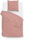 Zohome Dekbedovertrek Lino - Effen Bedlinnen - 200x220 - Roze - Dekbedhoes van 100% Katoen