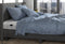 Zohome Dekbedovertrek Lino - Effen Bedlinnen - 240x220 - Blauw - Dekbedhoes van 100% Katoen
