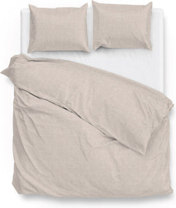 Zohome Dekbedovertrek Lino - Effen Bedlinnen - 260x220 - Beige - Dekbedhoes van 100% Katoen