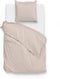 Zohome Dekbedovertrek Lino - Effen Bedlinnen - 260x220 - Beige - Dekbedhoes van 100% Katoen