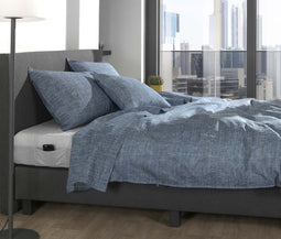 Zohome Dekbedovertrek Lino - Effen Bedlinnen - 260x220 - Blauw - Dekbedhoes van 100% Katoen