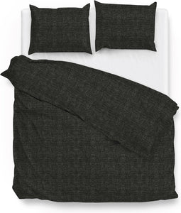 Zohome Dekbedovertrek Lino - Effen Bedlinnen - 260x220 - Zwart - Dekbedhoes van 100% Katoen