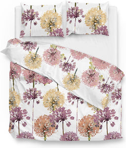 Zohome Dekbedovertrek Maaike - Bedlinnen met Bloemen print - 240x220 - Roze - Dekbedhoes van 100% Katoen