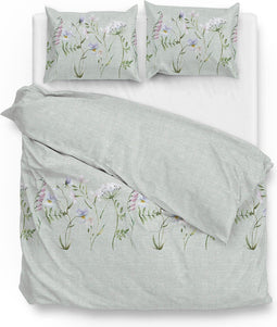 Zohome Dekbedovertrek Maddelena - Bedlinnen met Bloemen print - 200x220 - Wit - Dekbedhoes van 100% Katoen