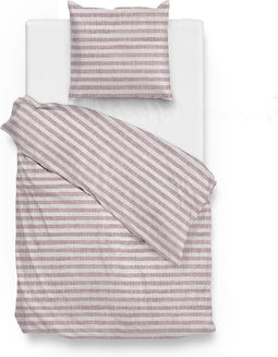 Zohome Dekbedovertrek Maeve - Bedlinnen met Strepen print - 140x220 - Rood - Dekbedhoes van 100% Katoen