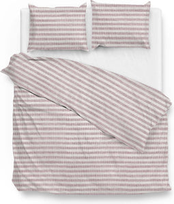 Zohome Dekbedovertrek Maeve - Bedlinnen met Strepen print - 240x220 - Rood - Dekbedhoes van 100% Katoen