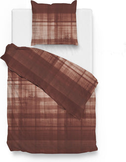 Zohome Dekbedovertrek Marley - Effen Bedlinnen - 140x220 - Rood - Dekbedhoes van 100% Katoen-Flanel