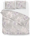 Zohome Dekbedovertrek Marlon - Bedlinnen met Bloemen print - 260x220 - Grijs - Dekbedhoes van 100% Katoen-Satijn